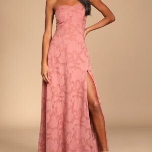 Lulus Garden Of Romance Rusty Rose Burnout Maxi Dress Pink - Size L